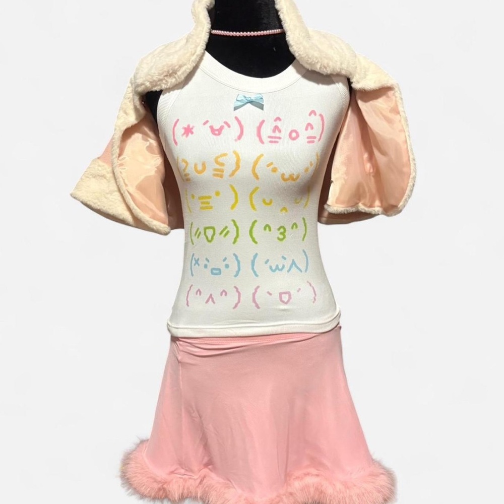 Pastel rainbow cute kawaii emoticon tank top